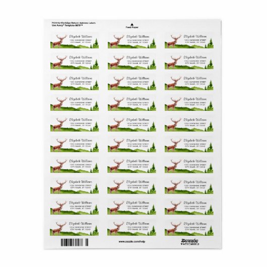 Retouradres voor Deer Buck Label (Full Sheet)