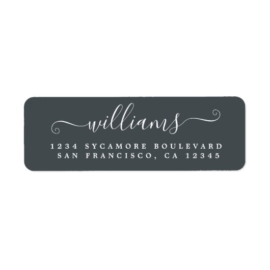 Retouradres voor Elegant Script Off-Black familie Etiket (Voorkant)