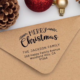Retouradres voor prettige kerst rubberstempel