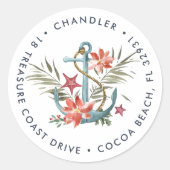 Retouradres voor vakantie aan zee ronde sticker (Voorkant)