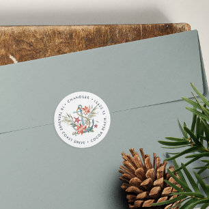 Retouradres voor vakantie aan zee ronde sticker