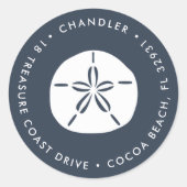 Retouradres voor zanddollar ronde sticker (Voorkant)