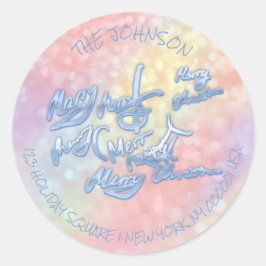 Retouradres Vrolijk kerstformulier RSVP Holografie Ronde Sticker