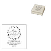 Retouradres Vrolijk kerstkalligrafie krans Rubberstempel (Gestempeld)