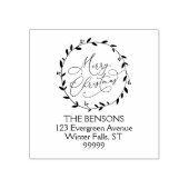 Retouradres Vrolijk kerstkalligrafie krans Rubberstempel (Afrduk)