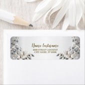 Retouradres Waterverf White Flowers Golden Etiket (Insitu)