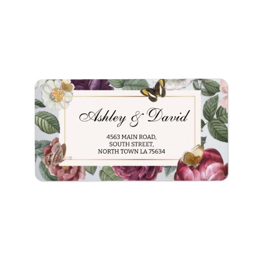 Retouradres Wedding Bloom Floral Butterfly Etiket (Voorkant)