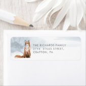 Retouradres Winter Schattige Vos Elegant Etiket (Insitu)