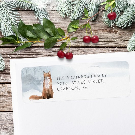 Retouradres Winter Schattige Vos Elegant Etiket