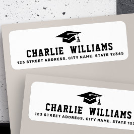 Retouradres witte graduatiecap etiket