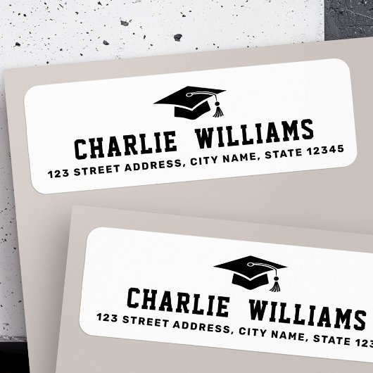 Retouradres witte graduatiecap etiket