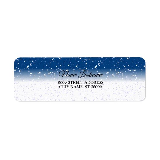 Retouradres Witte Sneeuwvlokken Blauwe lucht Etiket (Voorkant)