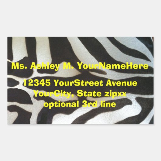 Retouradres zebraprint rechthoekige sticker (Voorkant)