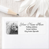 Retouradres zwart-wit paard etiket (Insitu)