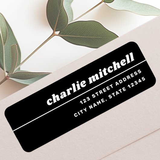 Retouradres zwart-wit retro lettertype etiket