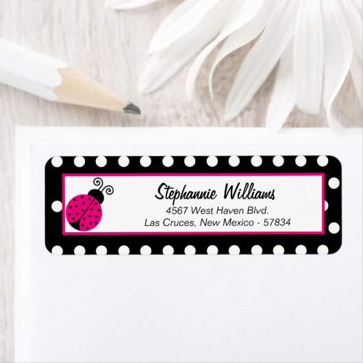 Retouradreslabel Black Spring Time Lady Bug Etiket (Insitu)