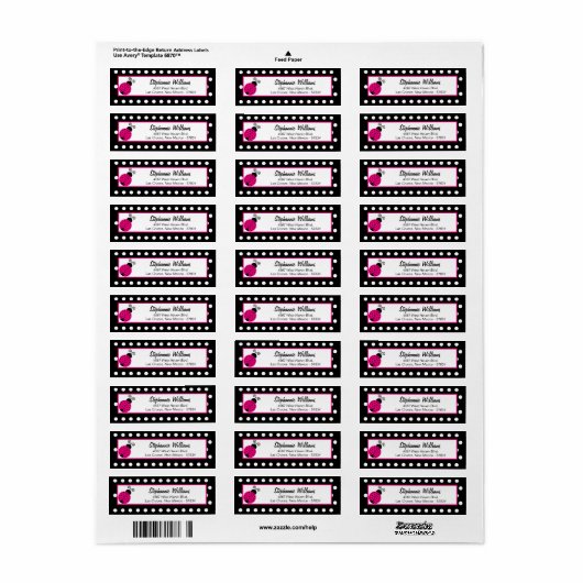 Retouradreslabel Black Spring Time Lady Bug Etiket (Full Sheet)