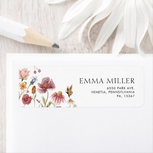 Retouradreslabel bloem etiket (Insitu)