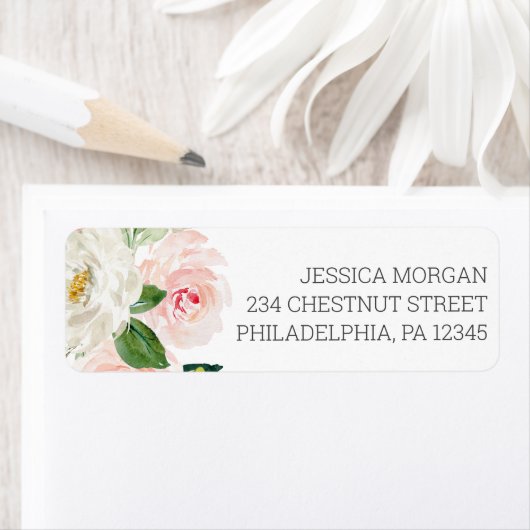 Retouradreslabel Blushing Blooms Etiket (Insitu)