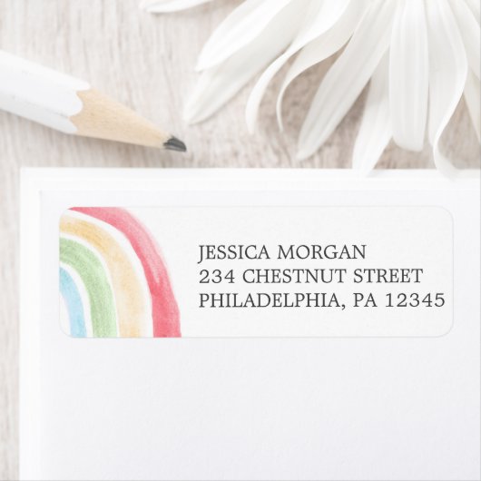 Retouradreslabel Boho Regenboog Etiket (Insitu)