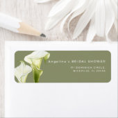 Retouradreslabel Calla Lilies bruidsdouche. Etiket (Insitu)