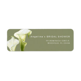 Retouradreslabel Calla Lilies bruidsdouche. Etiket