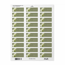 Retouradreslabel Calla Lilies bruidsdouche. Etiket