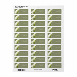 Retouradreslabel Calla Lilies bruidsdouche. Etiket
