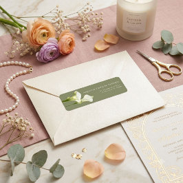 Retouradreslabel Calla Lilies bruidsfeest. Etiket