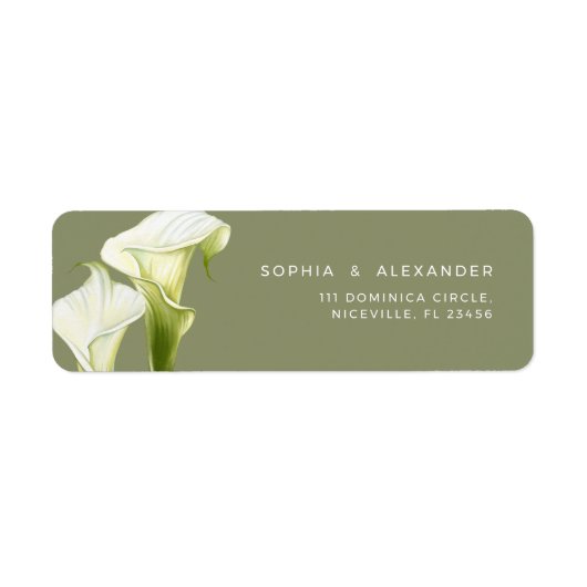 Retouradreslabel Calla Lilies Huwelijk. Etiket (Voorkant)
