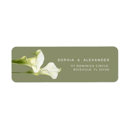 Retouradreslabel Calla Lilies Huwelijk. Etiket (Voorkant)