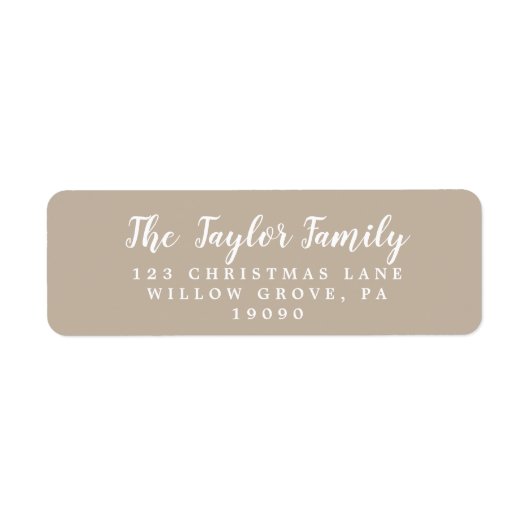 Retouradreslabel geborsteld Tan Holiday Etiket (Voorkant)
