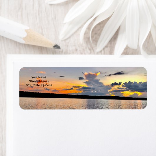 Retouradreslabel Lake Oconee Sunset Design Etiket (Insitu)