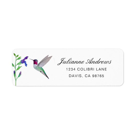 Retouradreslabel met Anna's Kolibrie Etiket (Voorkant)