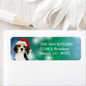 Retouradreslabel met Beagle-hond en Kerstmannenhoe Etiket (Insitu)