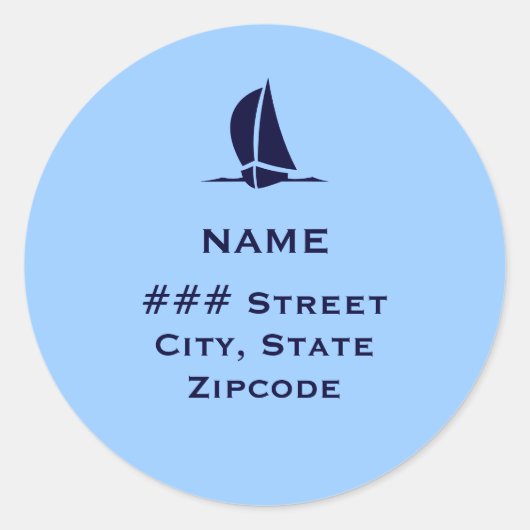 Retouradreslabel met boot ronde sticker (Voorkant)