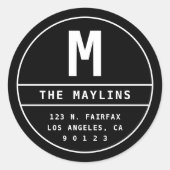  retouradreslabel met monogram ronde sticker (Voorkant)