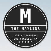  retouradreslabel met monogram ronde sticker