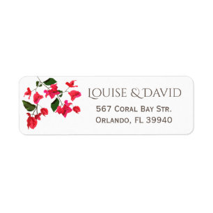 Retouradreslabel met Red Bougainvillea Flower Etiket