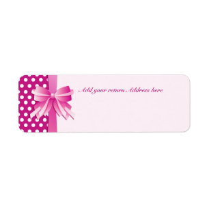 Retouradreslabel met roze stippen en strik etiket