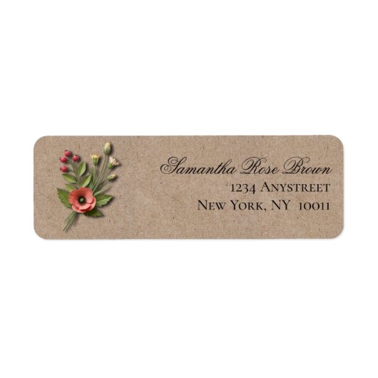 Retouradreslabel met rustieke wilde bloementuin etiket (Voorkant)