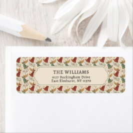 Retouradreslabel met vintage kerstengelen etiket
