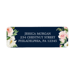 Retouradreslabel Navyblauw Goud Roze Etiket