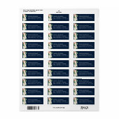 Retouradreslabel Navyblauw Goudroze Etiket (Full Sheet)
