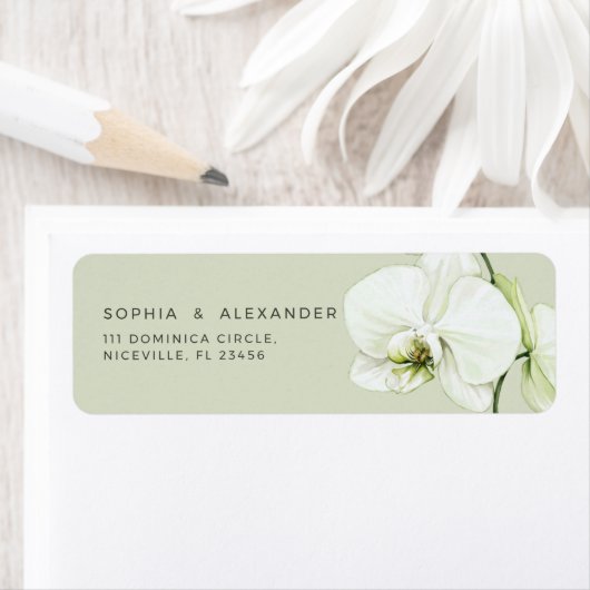 Retouradreslabel Orchidee Huwelijk. Etiket (Insitu)