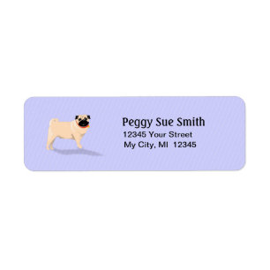 Retouradreslabel - Pug Dog - Light Blue Etiket