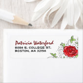 Retouradreslabel - Rode roos met bladeren 2 Etiket (Insitu)