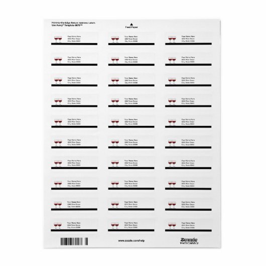 Retouradreslabel rode wijnpartij etiket (Full Sheet)
