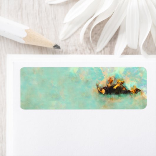 Retouradreslabel - Rolling Doberman Waterverf Etiket (Insitu)