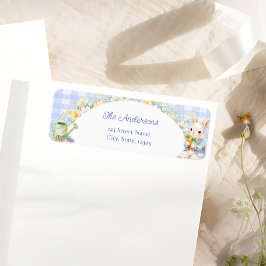 Retouradreslabel voor babyshower met konijn jonget etiket